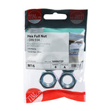 This is an image of Timco - Hex Full Nuts - Zinc M16 - (4 PCS TIMpac) 16HNUTZP