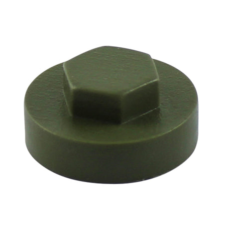This is an image of Timco - Hex Head Cover Caps - Olive Green 19mm - (1000 PCS Bag) 1912B27CAP