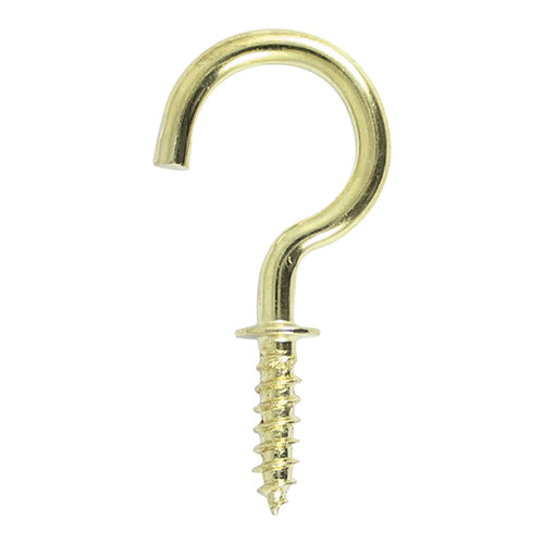 This is an image of Timco - Cup Hooks - Round - Electro Brass 19mm - (15 PCS TIMpac) 19SHBP