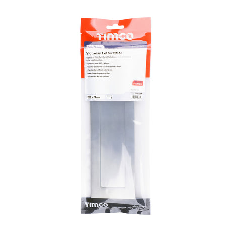 This is an image of Timco - Victorian Letter Plate - Satin Chrome 250 x 74 (1 Each TIMbag) 200021P