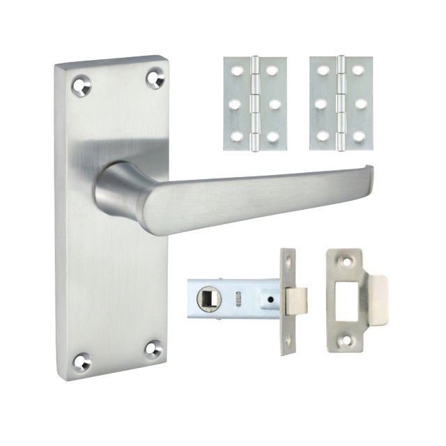 This is an image of Timco - Victorian Straight Latch Door Pack - Satin Chrome Mixed (1 Each Blister Pack) 200041
