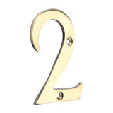 This is an image of Timco - Door Numeral 2 - Polished Brass 76mm (1 Each Bag) 200057