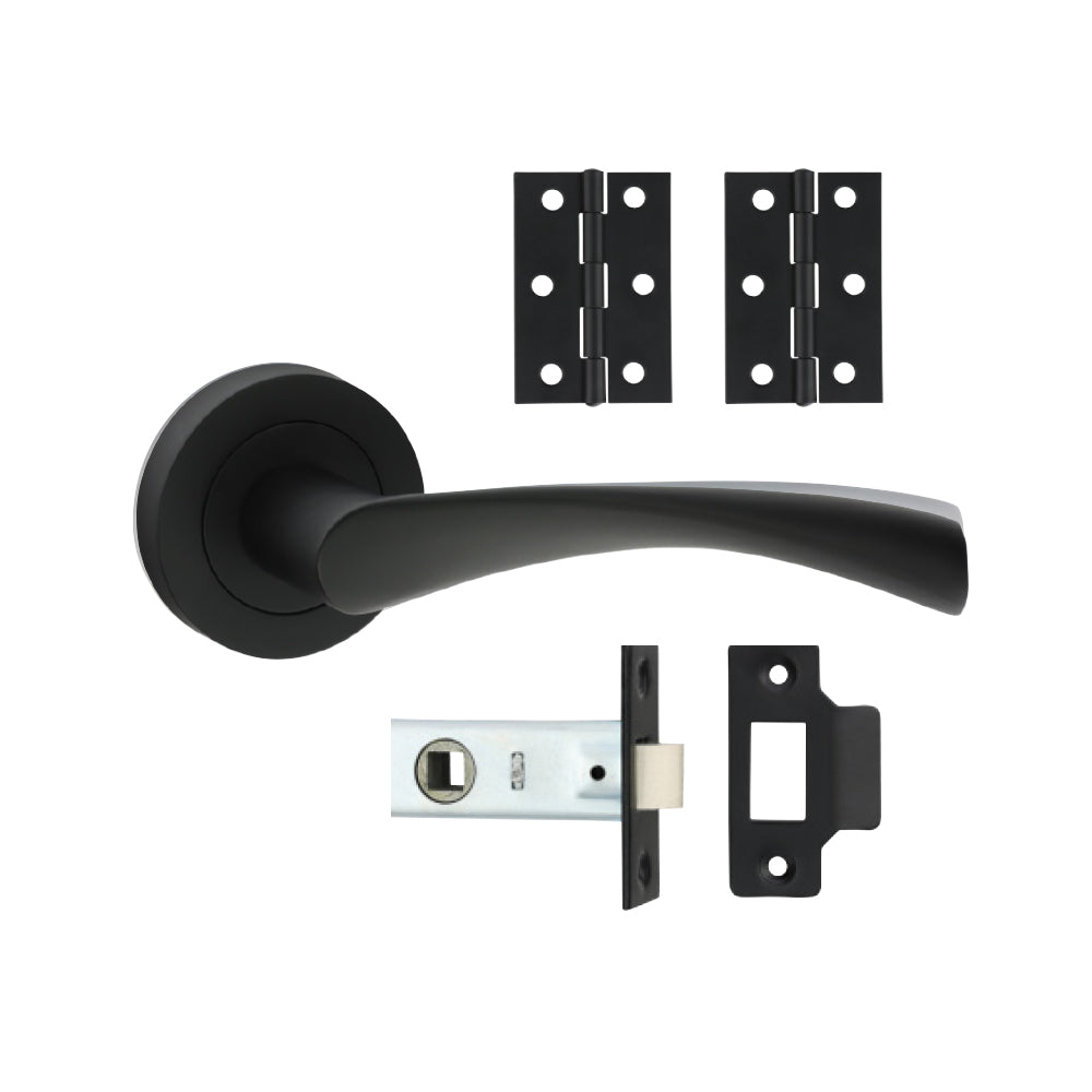 This is an image of Timco - Edleston Lever On Rose Door Pack - Matt Black Mixed (1 Each Box) 200080