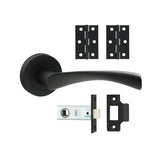 This is an image of Timco - Edleston Lever On Rose Door Pack - Matt Black Mixed (1 Each Box) 200080