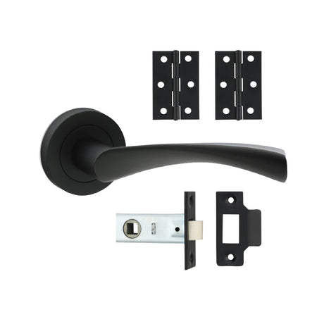 This is an image of Timco - Edleston Lever On Rose Door Pack - Matt Black Mixed (1 Each Box) 200080