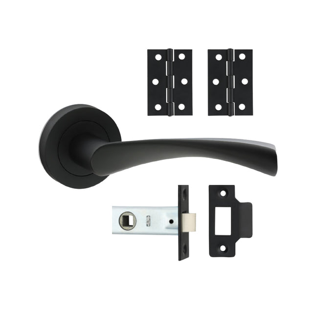 This is an image of Timco - Edleston Lever On Rose Door Pack - Matt Black Mixed (1 Each Box) 200080