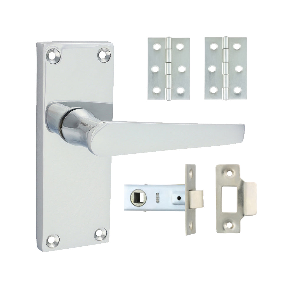 This is an image of Timco - Victorian Straight Latch Door Pack - Polished Chrome Mixed (1 Each Blister Pack) 200085