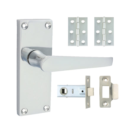 This is an image of Timco - Victorian Straight Latch Door Pack - Polished Chrome Mixed (1 Each Blister Pack) 200085