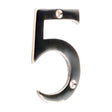 This is an image of Timco - Door Numeral 5 - Polished Brass 75mm (1 Each TIMpac) 200101P