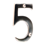 This is an image of Timco - Door Numeral 5 - Polished Brass 75mm (1 Each TIMpac) 200101P