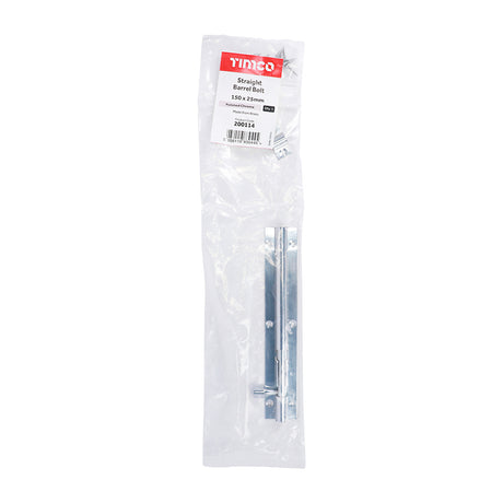 This is an image of Timco - Straight Barrel Bolt - Polished Chrome 150 x 25mm (1 Each Bag) 200114