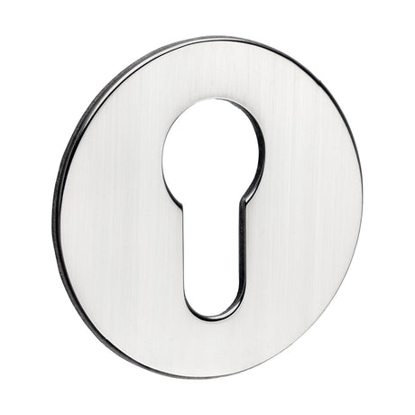 This is an image of Timco - Euro Profile Self-Adhesive Escutcheon - Round - Polished Stainless Steel 52mm (1 Each TIMpac) 200116P