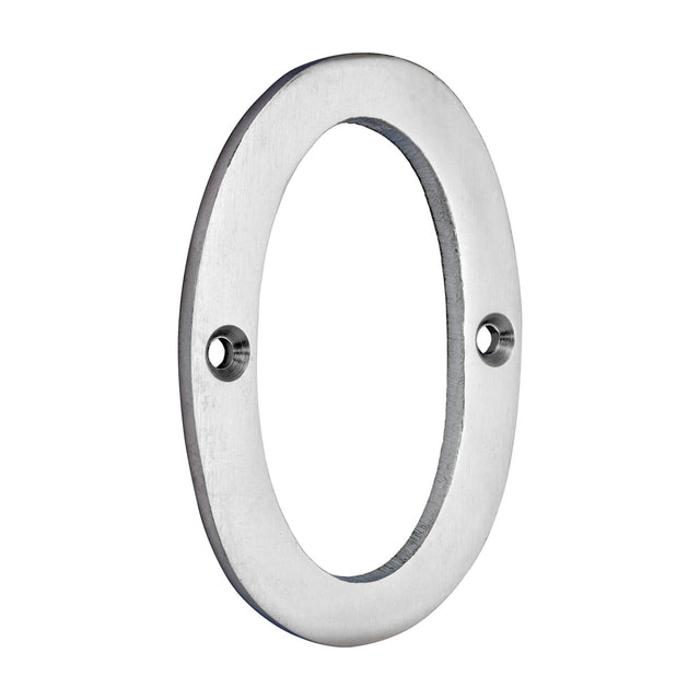 This is an image of Timco - Door Numeral 0 - Satin Chrome 81mm (1 Each Bag) 200119