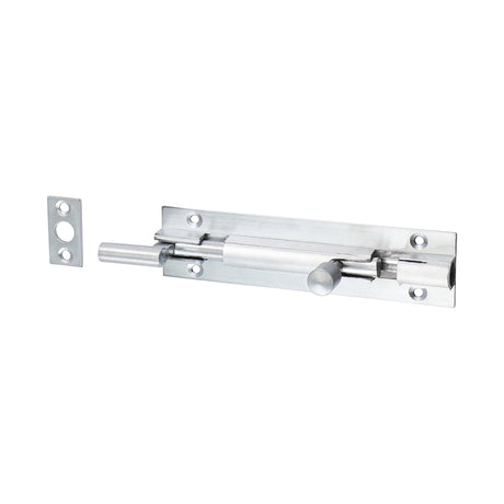 This is an image of Timco - Necked Barrel Bolt - Satin Chrome 100 x 25mm (1 Each TIMpac) 200158P