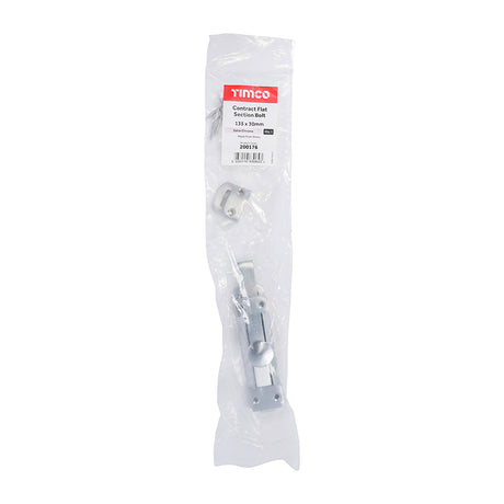 This is an image of Timco - Contract Flat Section Bolt - Satin Chrome 135 x 30mm (1 Each Bag) 200176
