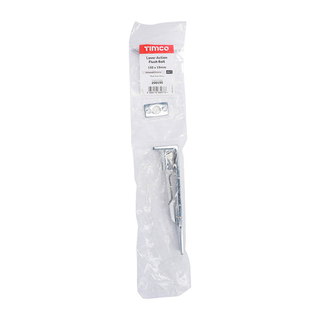 This is an image of Timco - Lever Action Flush Bolt - Polished Chrome 150 x 19mm (1 Each Bag) 200195