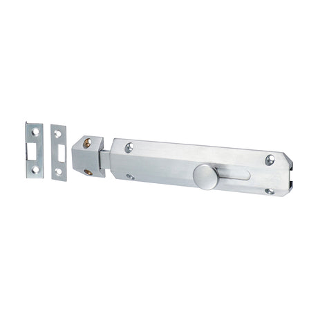 This is an image of Timco - Architectural Flat Section Bolt - Satin Chrome 150 x 35mm (1 Each TIMpac) 200222P