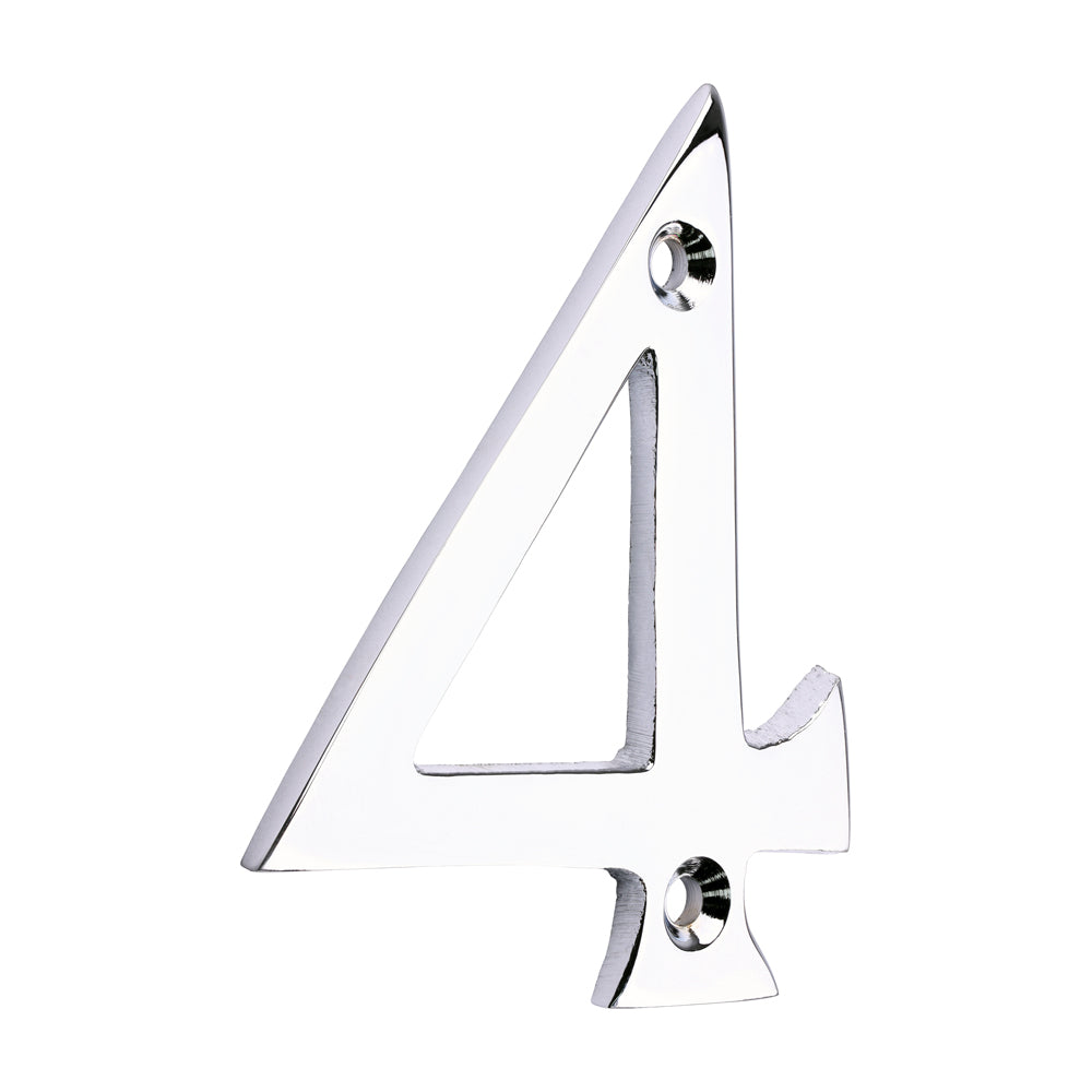 This is an image of Timco - Door Numeral 4 - Polished Chrome 75mm (1 Each TIMpac) 200255P