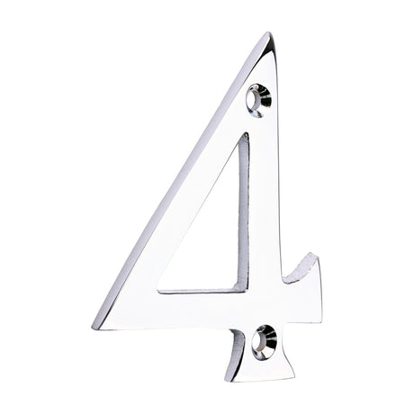 This is an image of Timco - Door Numeral 4 - Polished Chrome 75mm (1 Each TIMpac) 200255P