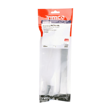 This is an image of Timco - Oval Grip Pull Handle - Satin Chrome 228mm (1 Each TIMbag) 200286P