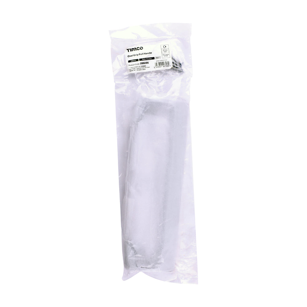 This is an image of Timco - Oval Grip Pull Handle - Satin Chrome 228mm (1 Each Bag) 200286