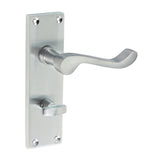 This is an image of Timco - Victorian Scroll Bathroom Handles - Satin Chrome 152 x 42 (1 Pairs Blister Pack) 200355