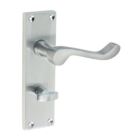 This is an image of Timco - Victorian Scroll Bathroom Handles - Satin Chrome 152 x 42 (1 Pairs Blister Pack) 200355