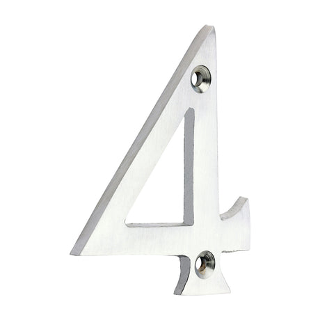This is an image of Timco - Door Numeral 4 - Satin Chrome 75mm (1 Each TIMpac) 200366P