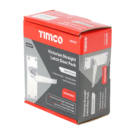 This is an image of Timco - Victorian Straight Latch Door Pack - Satin Chrome Mixed (1 Each Box) 200368