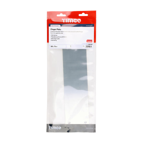 This is an image of Timco - Finger Plate - Satin Chrome 305 x 76 (1 Each TIMbag) 200416P