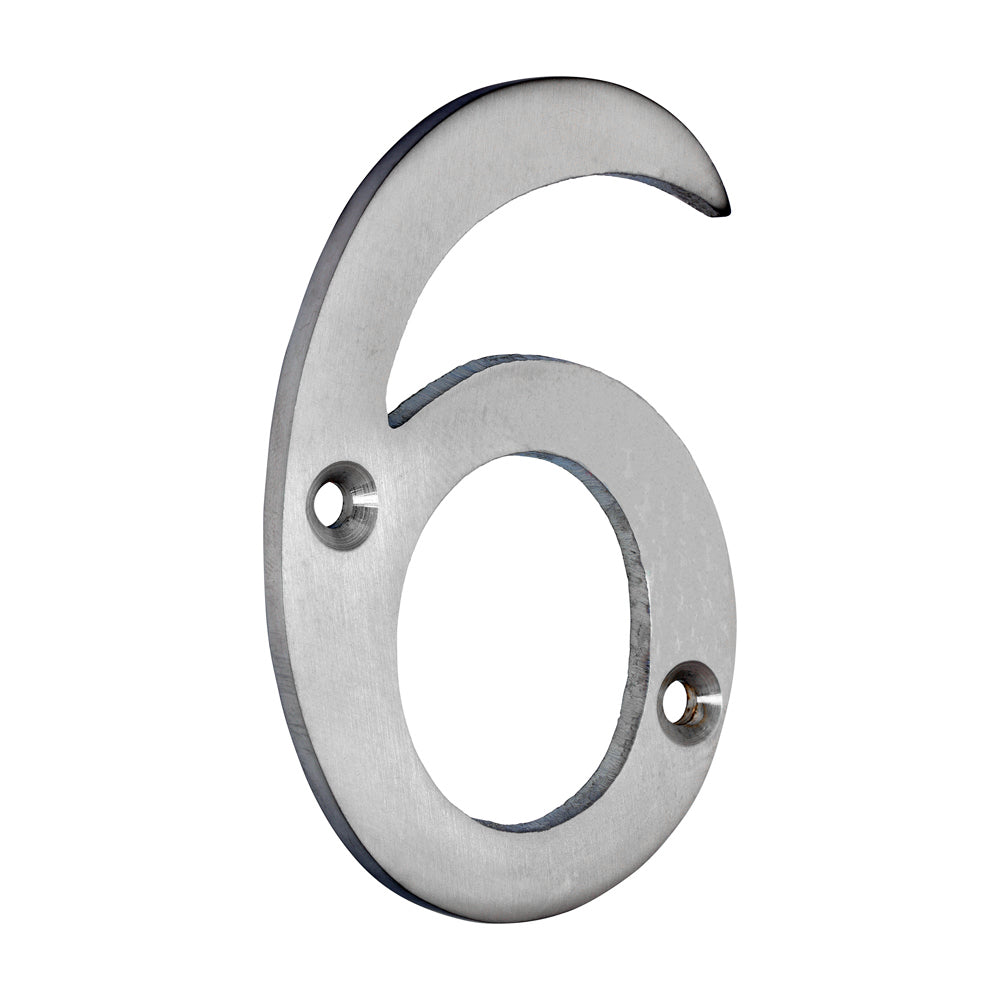 This is an image of Timco - Door Numeral 6 - Satin Chrome 75mm (1 Each Bag) 200504