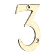 This is an image of Timco - Door Numeral 3 - Polished Brass 75mm (1 Each Bag) 200574