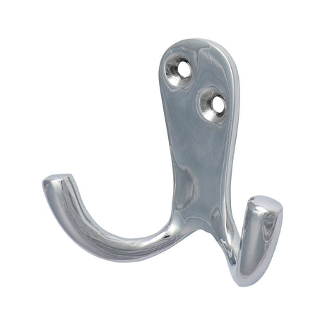 This is an image of Timco - Double Robe Hook - Polished Chrome 47 x 24mm (1 Each Bag) 200611