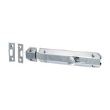This is an image of Timco - Architectural Flat Section Bolt - Polished Chrome 150 x 35mm (1 Each Bag) 200625