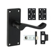 This is an image of Timco - Victorian Scroll Latch Door Pack - Matt Black Mixed (1 Each Box) 200818