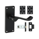 This is an image of Timco - Victorian Scroll Latch Door Pack - Matt Black Mixed (1 Each Box) 200818
