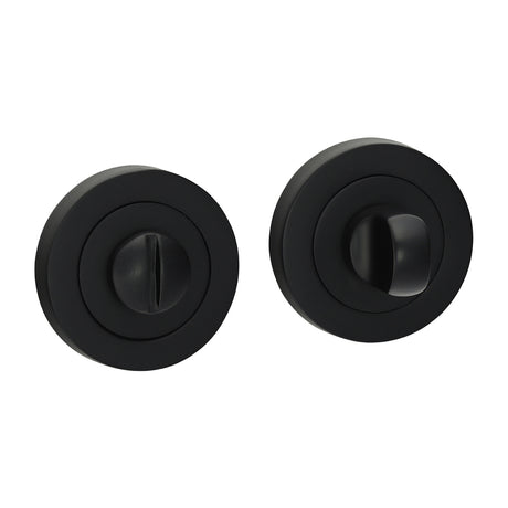 This is an image of Timco - Bathroom Thumb Turn And Release - Matt Black 51mm (1 Pairs Blister Pack) 200850
