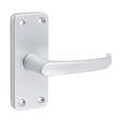 This is an image of Timco - Contractors Lever Latch Handles - Satin Anodised Aluminium 103 x 40 (1 Pairs Blister Pack) 200851