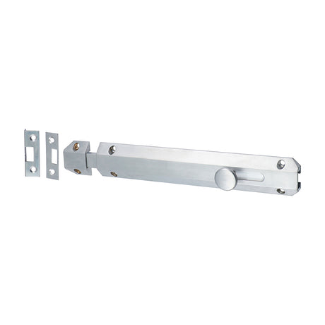 This is an image of Timco - Architectural Flat Section Bolt - Satin Chrome 210 x 35mm (1 Each TIMpac) 200946P