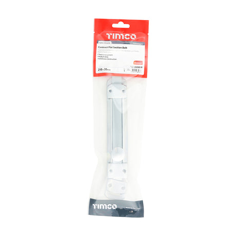 This is an image of Timco - Contract Flat Section Bolt - Satin Chrome 210 x 35mm (1 Each TIMpac) 200961P