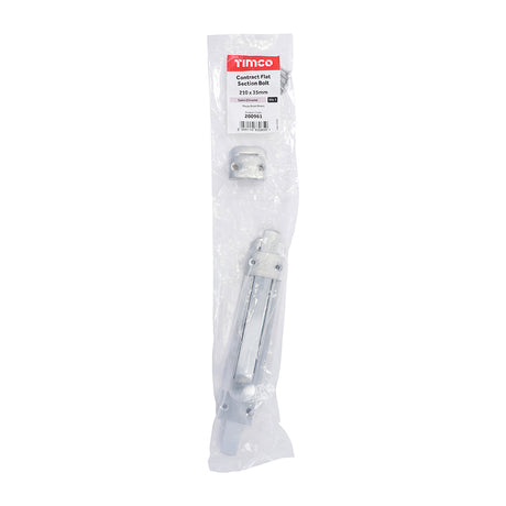 This is an image of Timco - Contract Flat Section Bolt - Satin Chrome 210 x 35mm (1 Each Bag) 200961