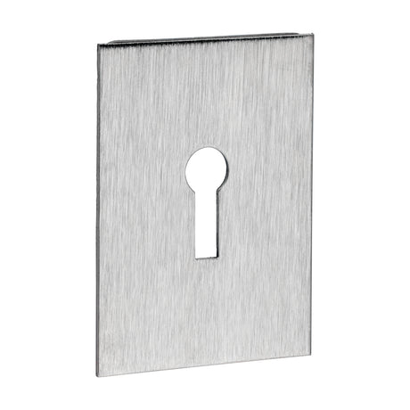 This is an image of Timco - Lock Profile Self-Adhesive Escutcheon - Oblong - Satin Stainless Steel 65 x 47 (1 Each Bag) 200984