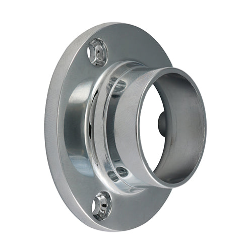 This is an image of Timco - End Socket - For Round Tube - Polished Chrome 25mm (2 Pieces Bag) 204025