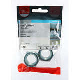This is an image of Timco - Hex Full Nuts - Zinc M20 - (2 PCS TIMpac) 20HNUTZP