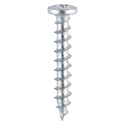 This is an image of Timco - Window Fabrication Screws - Friction Stay - Shallow Pan with Serrations - PH - Single Thread - Gimlet Point - Zinc 4.8 x 20mm - (1000 PCS Box) 216Z