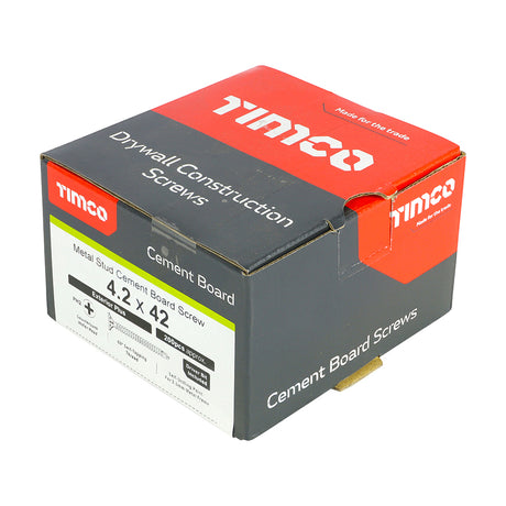 This is an image of Timco - Drywall Construction Metal Stud Cement Board Screws - PH - Countersunk Wafer - Self-Drilling - Exterior - Silver Organic 4.2 x 42mm - (200 PCS Box) 217228