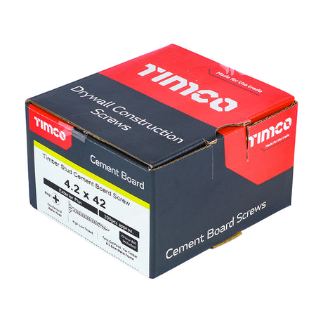 This is an image of Timco - Drywall Construction Timber Stud Cement Board Screws - PH - Countersunk Wafer - Twin-Cut - Exterior - Silver Organic 4.2 x 42mm - (200 PCS Box) 217796