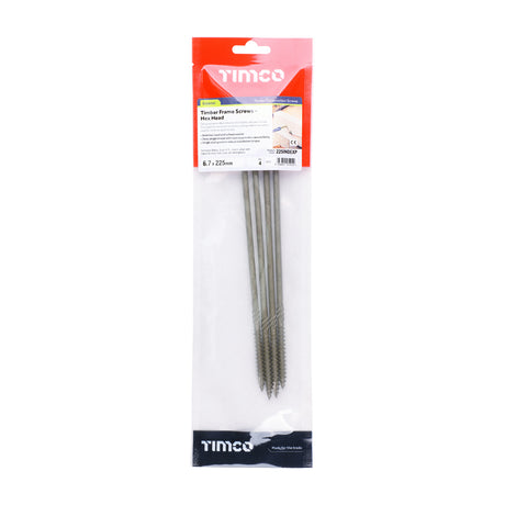 This is an image of Timco - Timber Screws - Hex Head - Exterior - Green 6.7 x 225mm - (4 PCS TIMpac) 225INDEXP