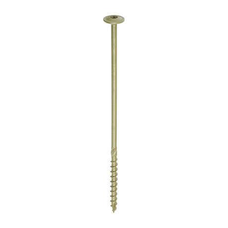This is an image of Timco - Timber Frame Construction & Landscaping Screws - Wafer - Exterior - Green Organic 8.0 x 225mm - (50 PCS Box) 225INW