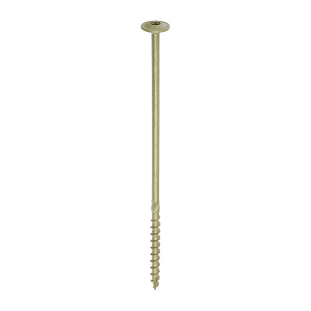 This is an image of Timco - Timber Frame Construction & Landscaping Screws - Wafer - Exterior - Green Organic 8.0 x 225mm - (50 PCS Box) 225INW
